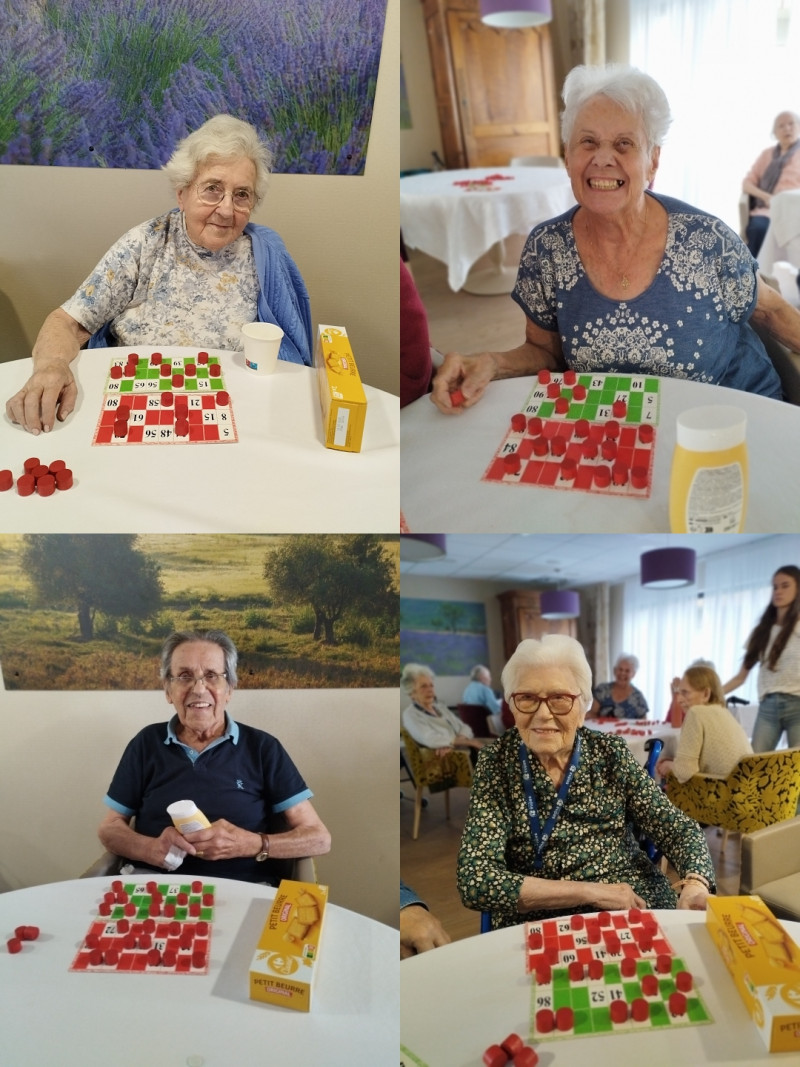 Participation des résidents au loto mensuel.