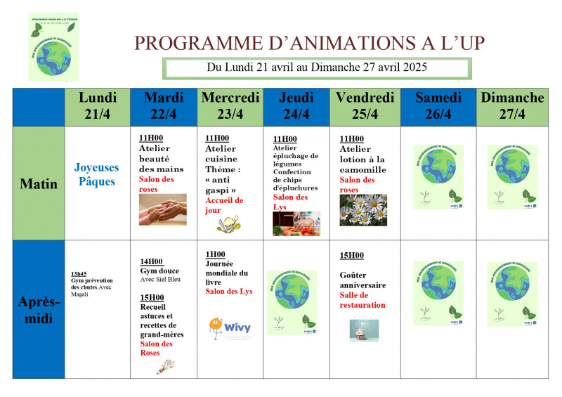 Plannings d'animations